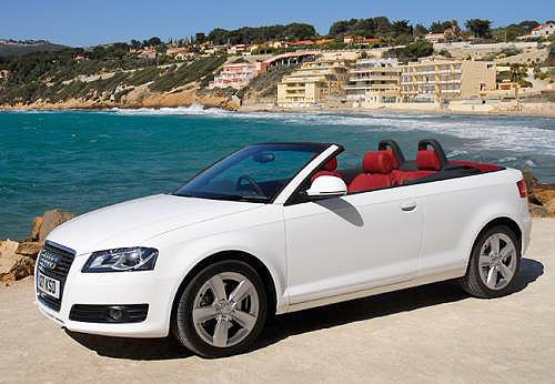 With the top open, the Audi A3 Cabriolet's snazzy seats can be seen easily.