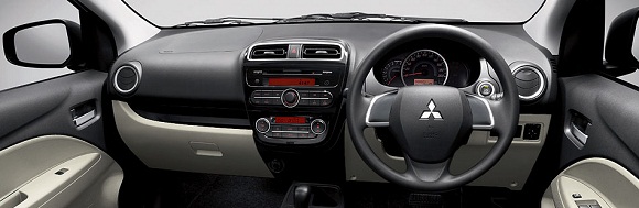 A tasteful use of quality plastics make the new Mitsubishi Mirage a cheery and informative place for passengers and driver.