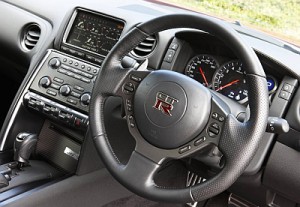 Nissan GT-R interior showing multi-function screen