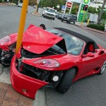 Crashed Ferrari single vehicle