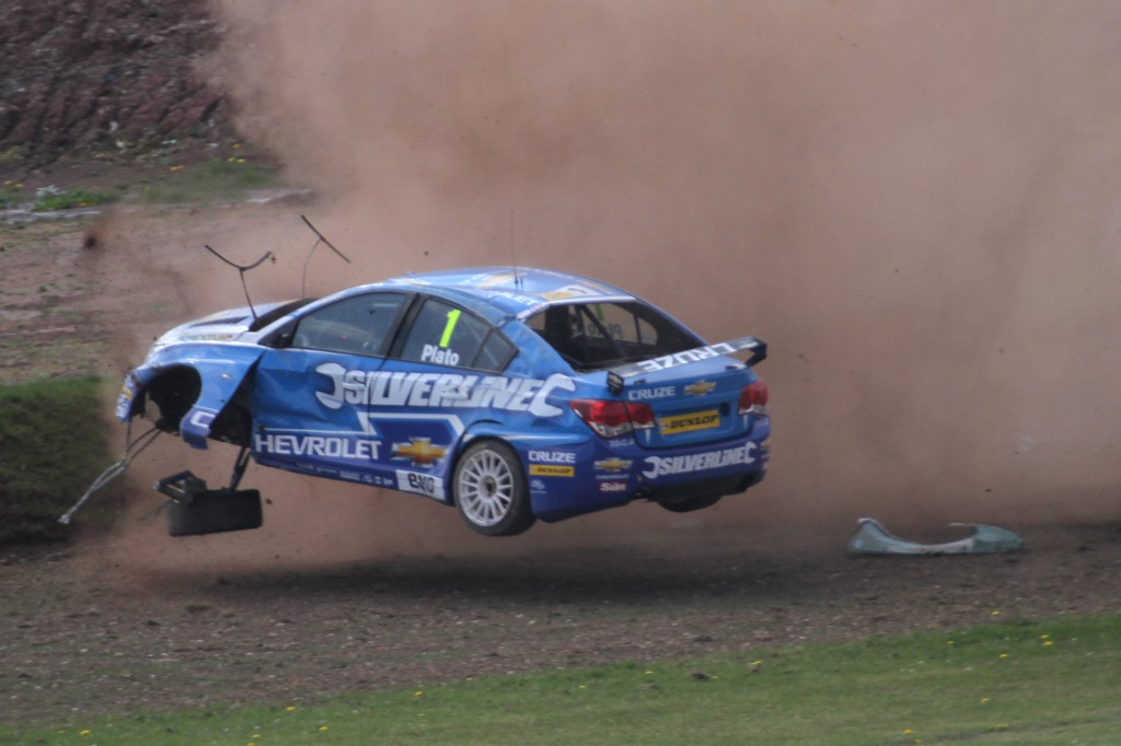 And Jason Plato is flying... literally. Photo Credit: BTCC.net