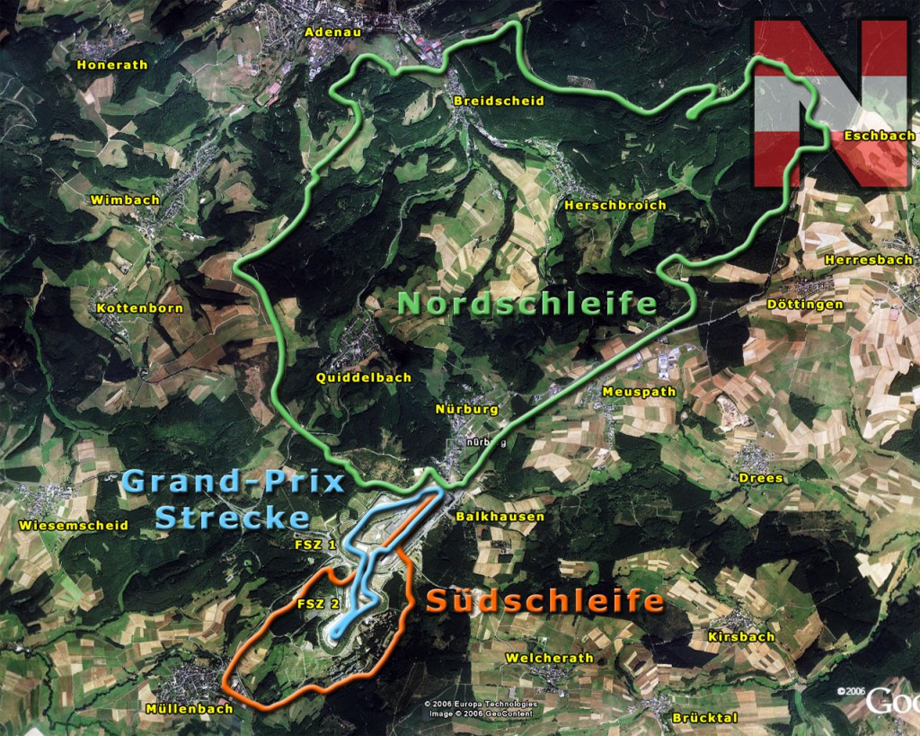 The Nurburgring Complex includes both the old Nordschleife circuit as well as the modern F1 track. Look at the size of that!