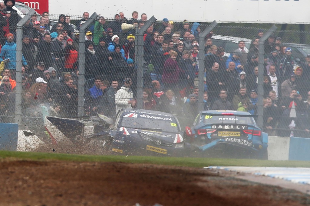Both Cole and Holland walked away from this high speed wreckage with nothing more than some bumps and bruises. Photo Credit: BTCC.net