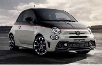 Black and white Abarth 595 Competizione hatchback