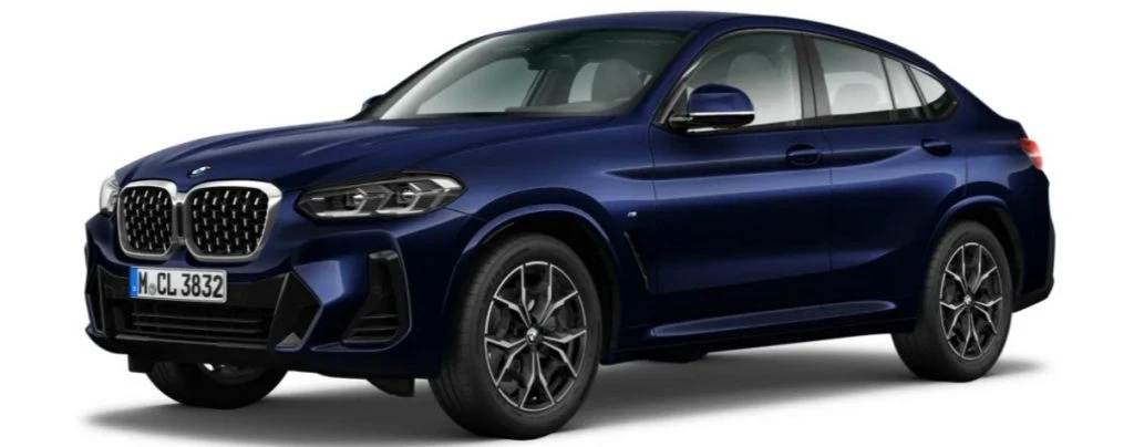 Exterior of the BMW X4 SUV in Tanzanite blue.