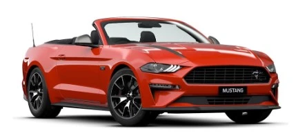 Exterior of the 2023 Ford Mustang Convertible in Race Red